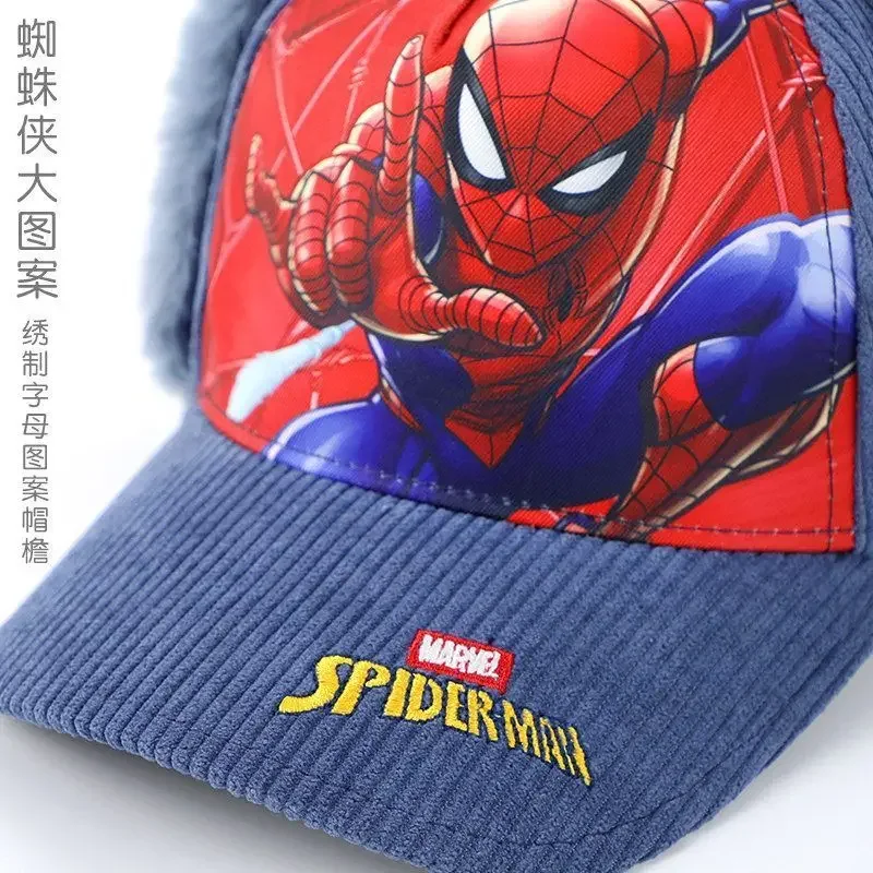 Marvel Spiderman autumn and winter cute children's personalized anime plus velvet warm ear protection and cold protection hat