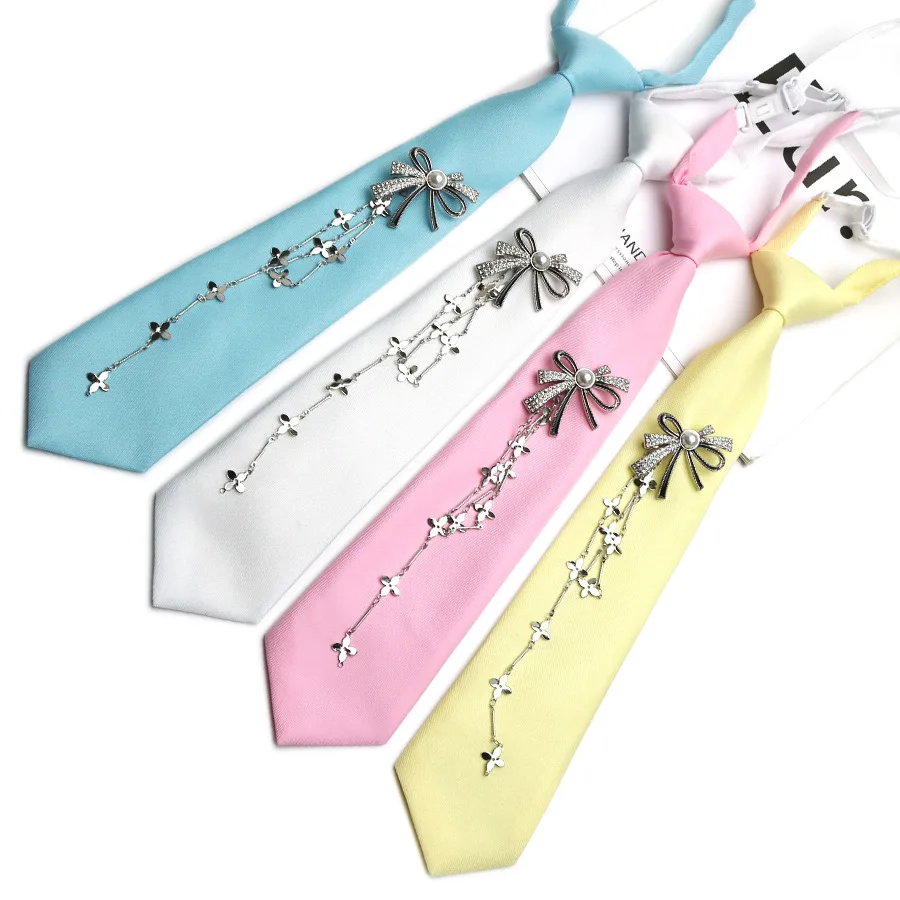 Bow Tie, Chain Tie Women's Knot Free JK College Style Versatile Shirt Clothing Accessories Student Metal Flower Decoration Tie