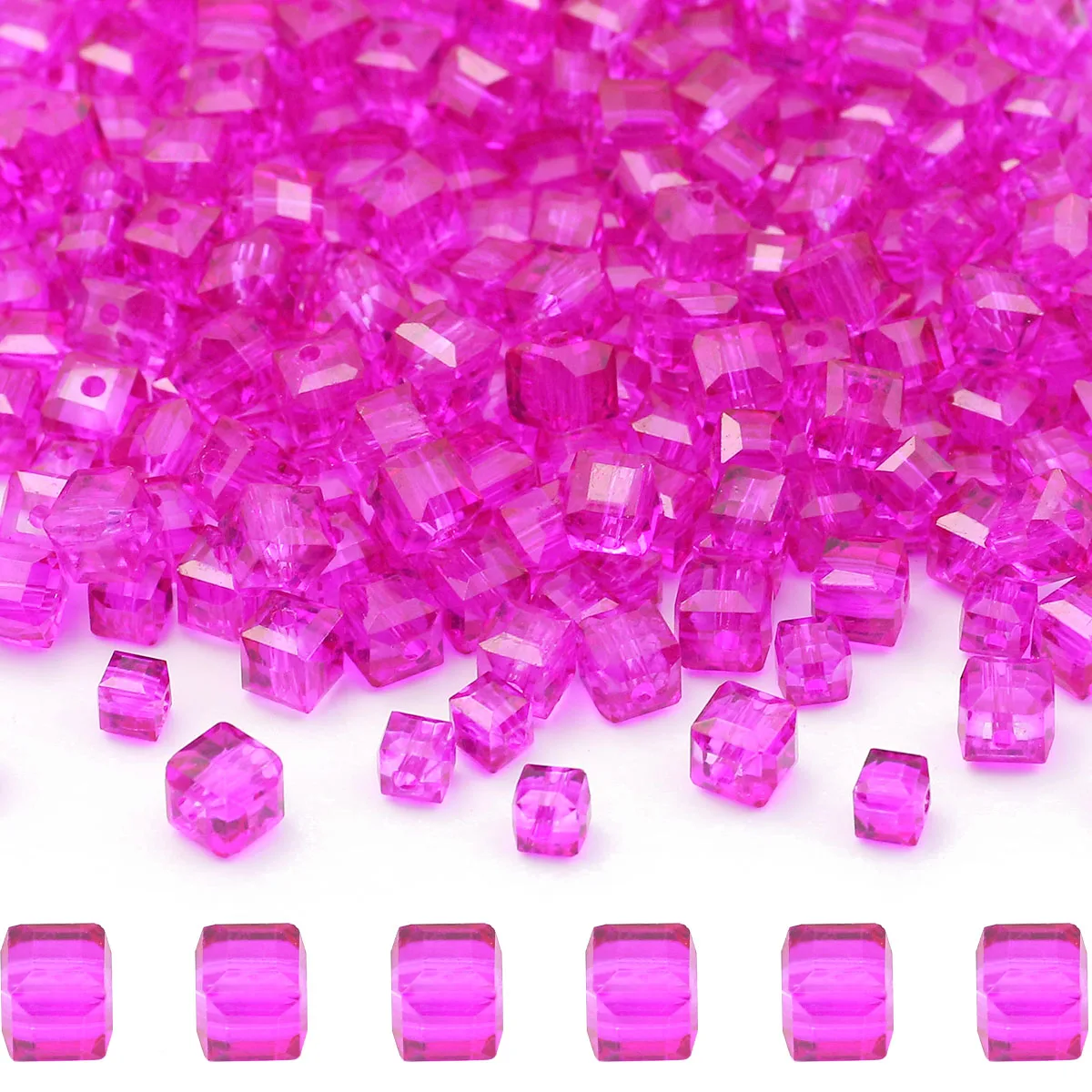 2/3/4/6/7mm Rose Red Square Austrian Crystal Glass Spacer Loose Beads for Jewelry Bracelets Earrings Pendants DIY Accessories