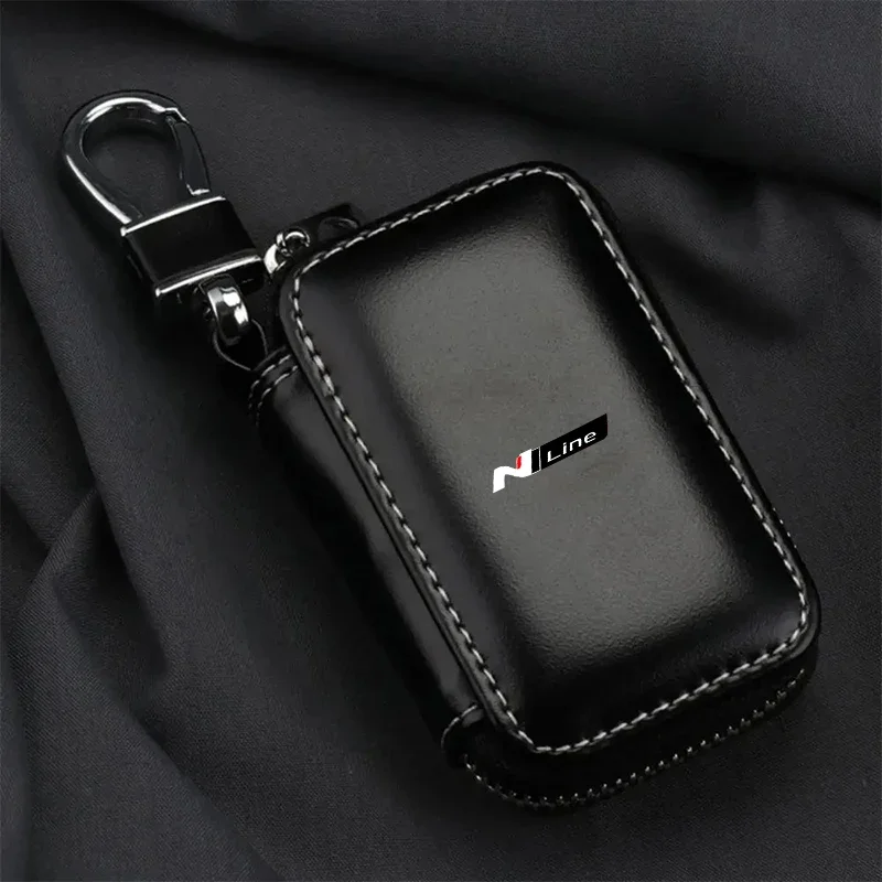 

Genuine Leather Key Wallet Car Key Bag Multi-Function Key Case For Hyundai N line Santa Fe Sonata Solaris Tucson Car Accessories