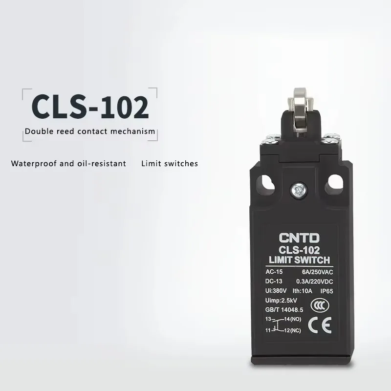 CNTD CLS-102 IP65 Waterproof Oil-Resistant Compact Vertical Roller Plunger Limit Switch Snap Action 1 Normally Open + 1 Normally