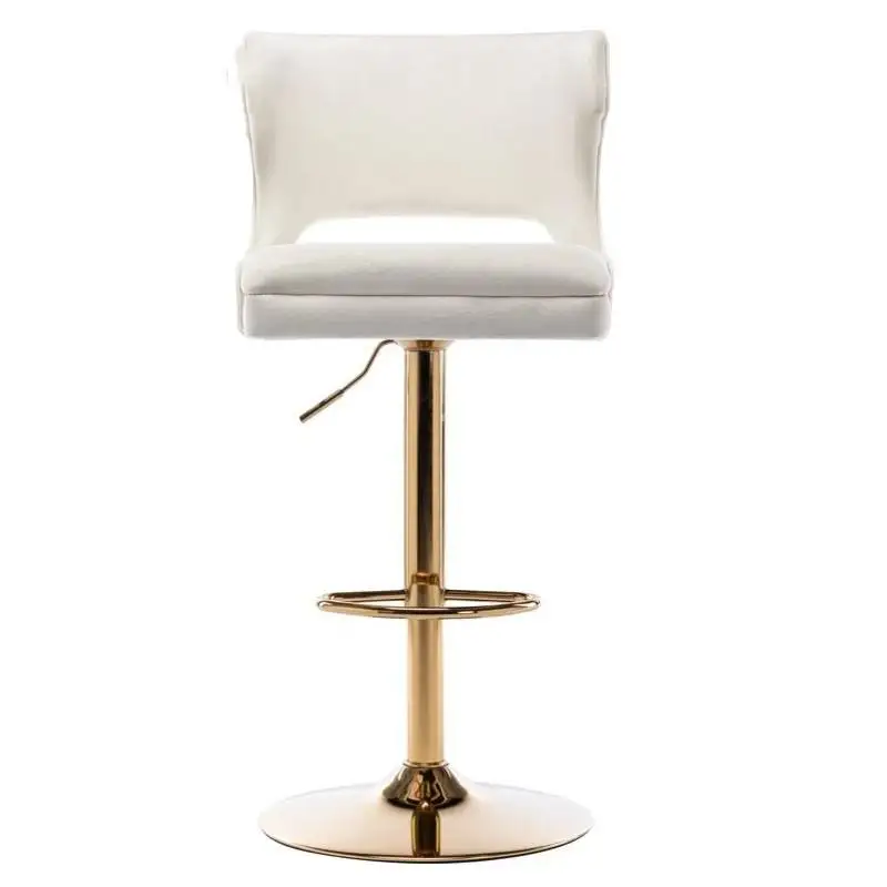 

Luxury Minimalist Modern White Adjustable Swivel Bar Stool with Comfortable Backrest for Home Hotel Living Room Kitchen Island
