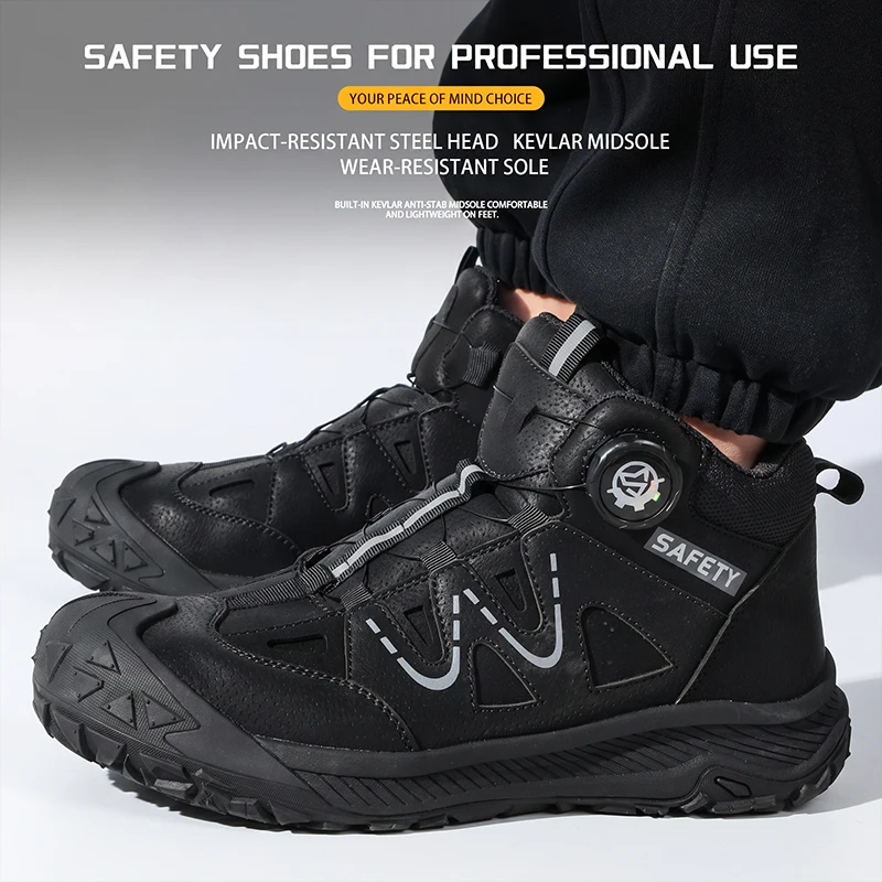 

Fashionable retro safety shoes, work shoes, protective shoes, plastic toe caps, Kevlar midsole, anti smashing and anti piercing
