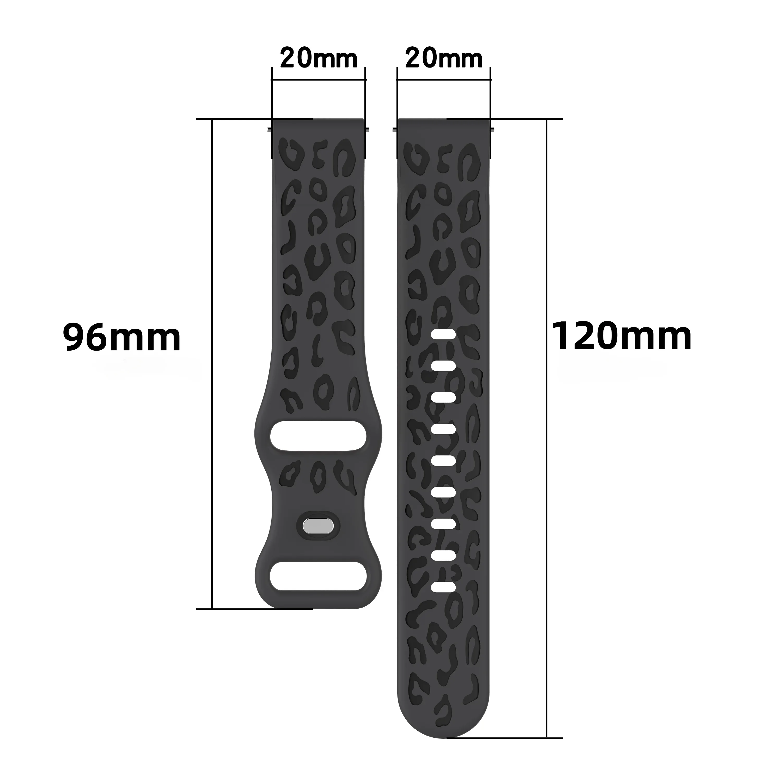 20mm Leopard Silicone Band For Samsung Galaxy Watch  7 6 5 4 40mm 44mm/Watch 4 6 Classic/Active 2/5 Pro/Watch 3 41mm Strap