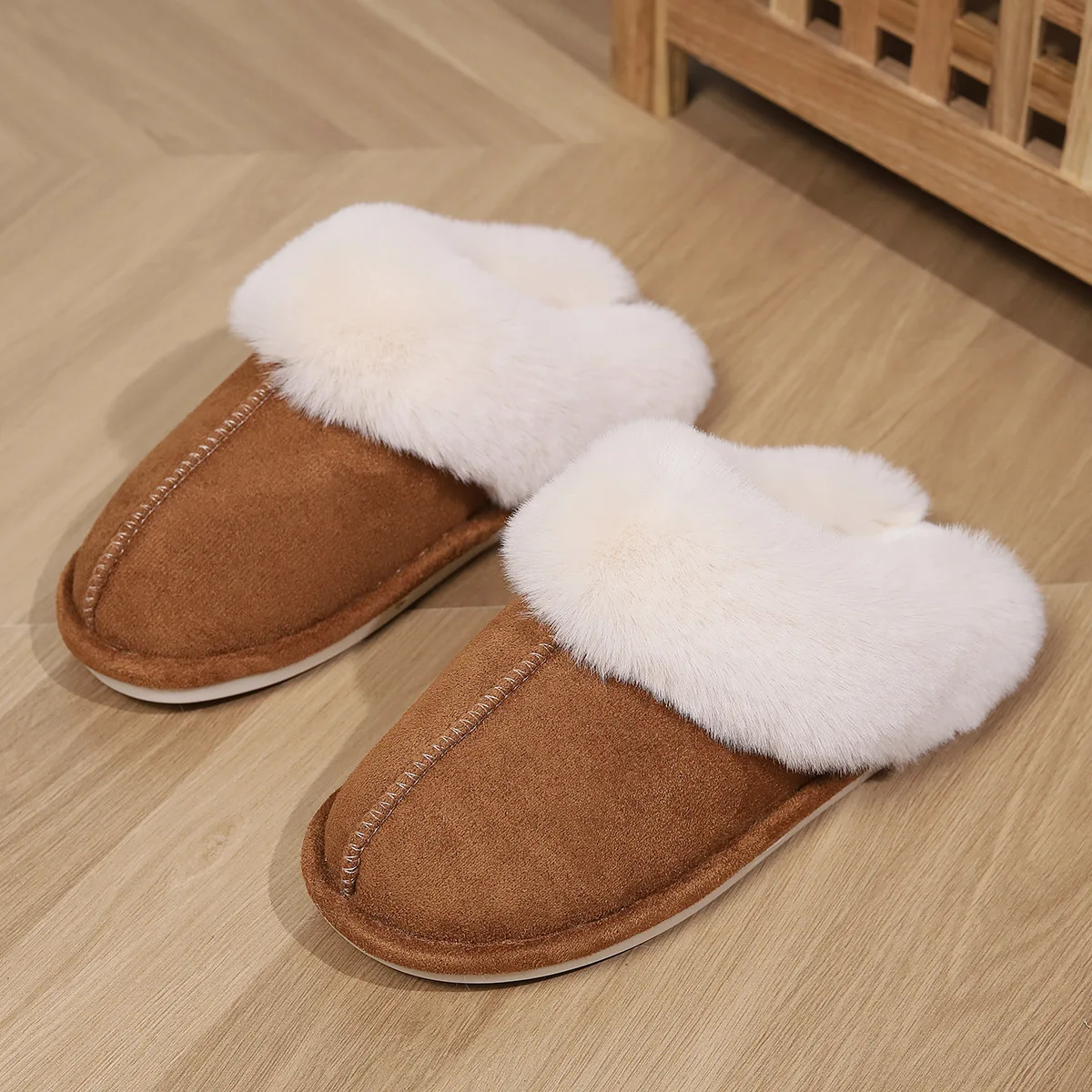 Big Size 45 Winter Footwear Women Plush Slippers Indoor Home Non Slip House Shoes Warm Men Slippers Cotton Slippers