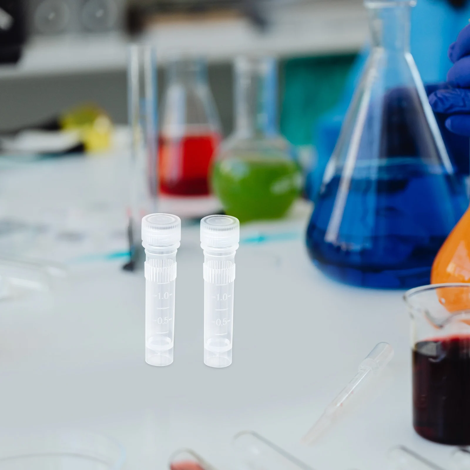 

50 Pcs Cryovial Clear Tube with Cap Plastic Tubes Test Storage Disposable Vials Caps Transparent Freezing Lids