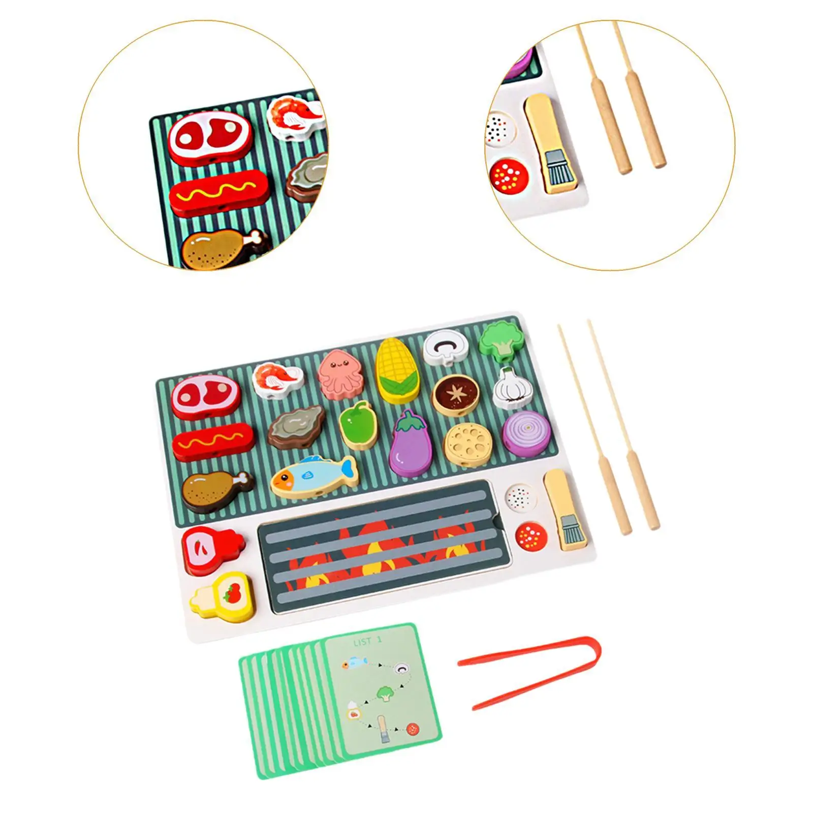 Houten voedselset voor rollenspel en leren, keukenspeelgoed voor jonge kinderen