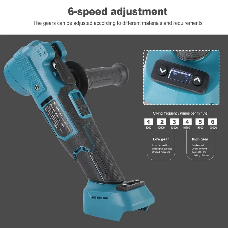 Heimerdinger LB213 Cordless Brushless Multi Tool Oscillating Multi Tool,  6-Speed, Anti-Vibration & Shockproof, No battery