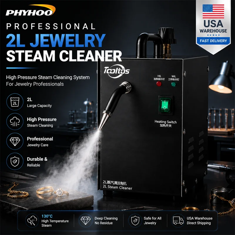 PHYHOO 2L Jewelry Steam Cleaner High Pressure Steam Cleaning Machine Gold Silver Diamond Cleaner USA Warehouse Shipping Pro Tool