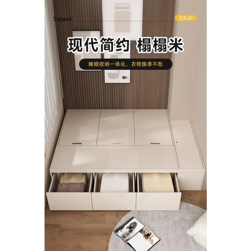 

Modern simple tatami long drawer storage bed multi-functional high box small apartment custom corner bedroom single bed