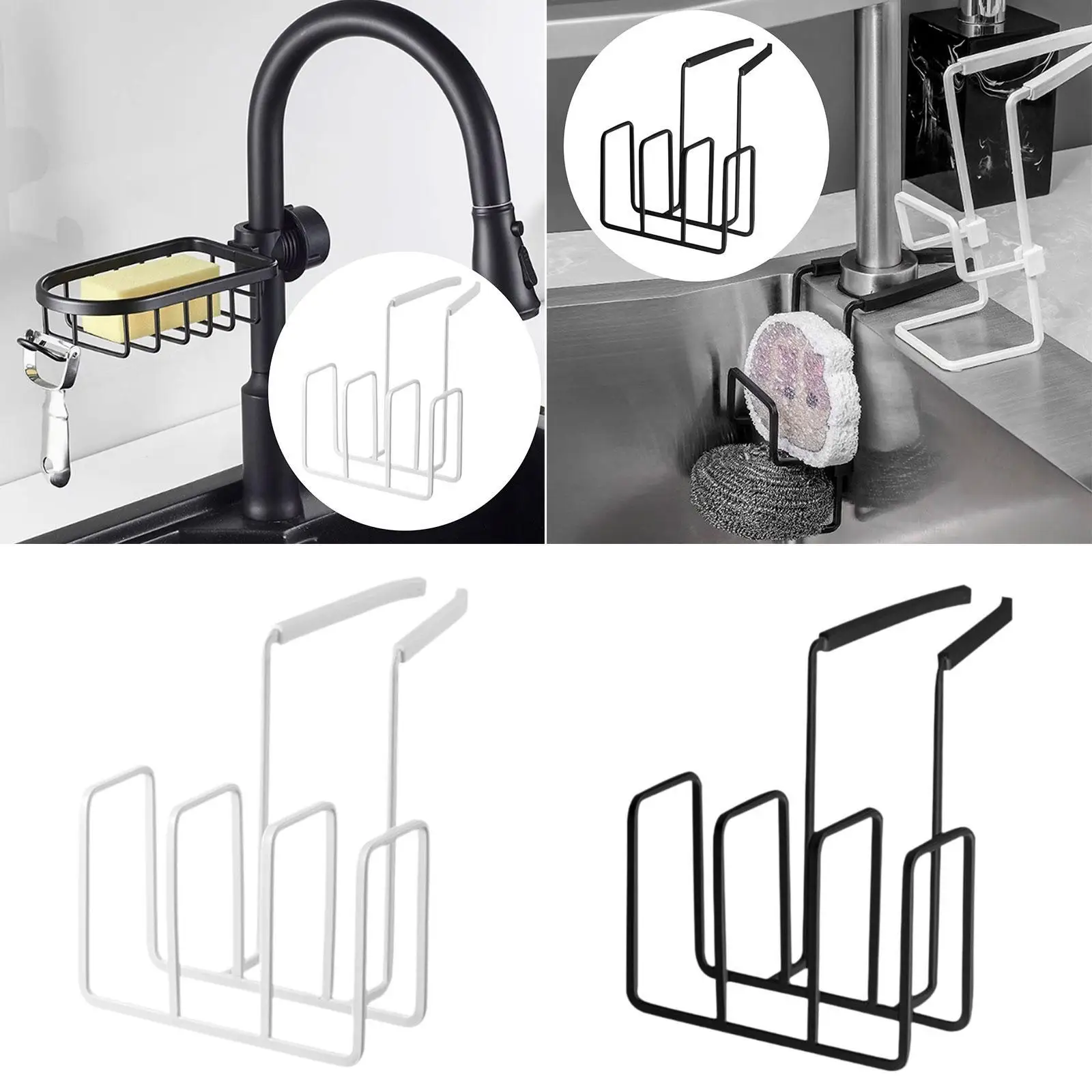 حامل إسفنجة معلق للصنبور، منظم عصري، قوي وخفيف الوزن