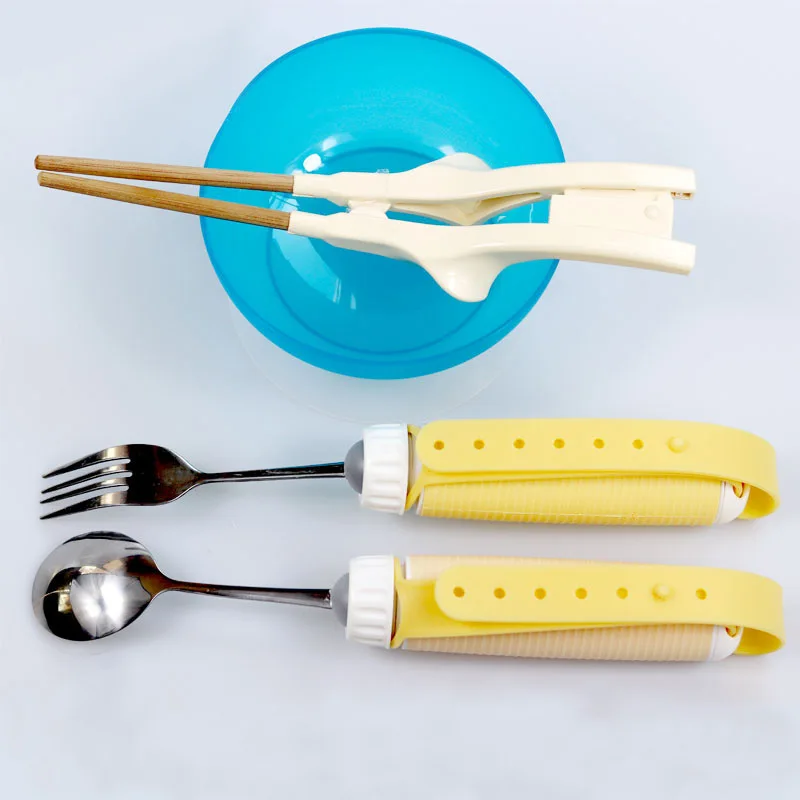 Folding special tableware for the elderly, anti-shake spoon, multi-auxiliary suction cup, anti-spill bowl set