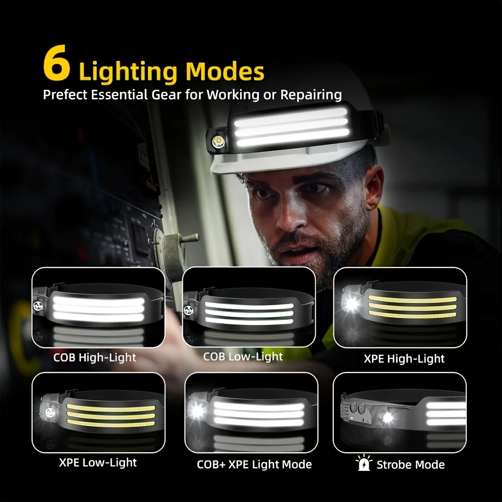 LED Sensor Headlamp USB Rechargeable Led Head Torch Built-in Battery Head Flashlight Outdoor Camping Fishing Headlight Lantern