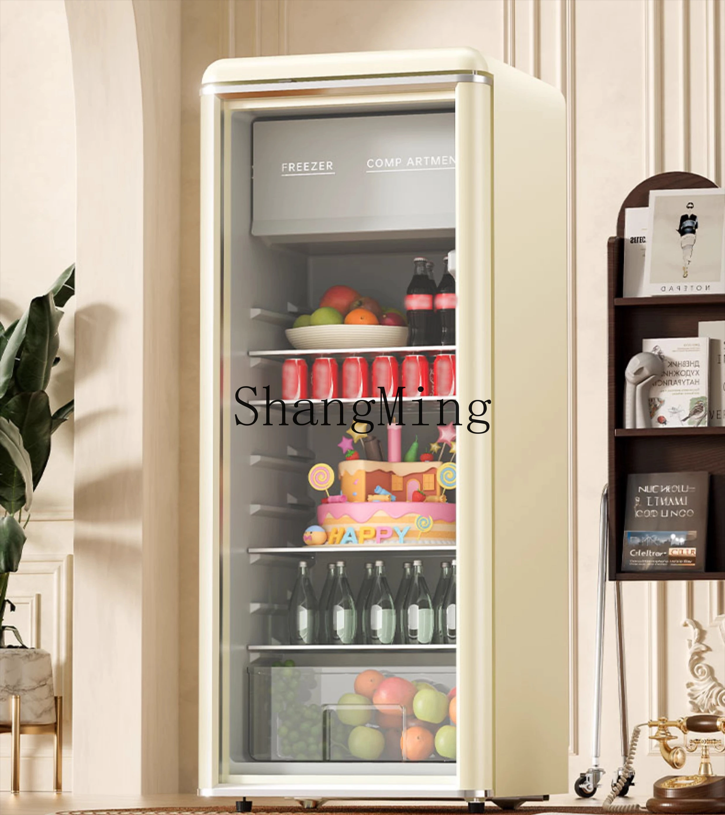 ZYY piccolo vetrina refrigerata per uso domestico con porta in vetro, frigorifero per ufficio, tè, armadietto per la conservazione della freschezza