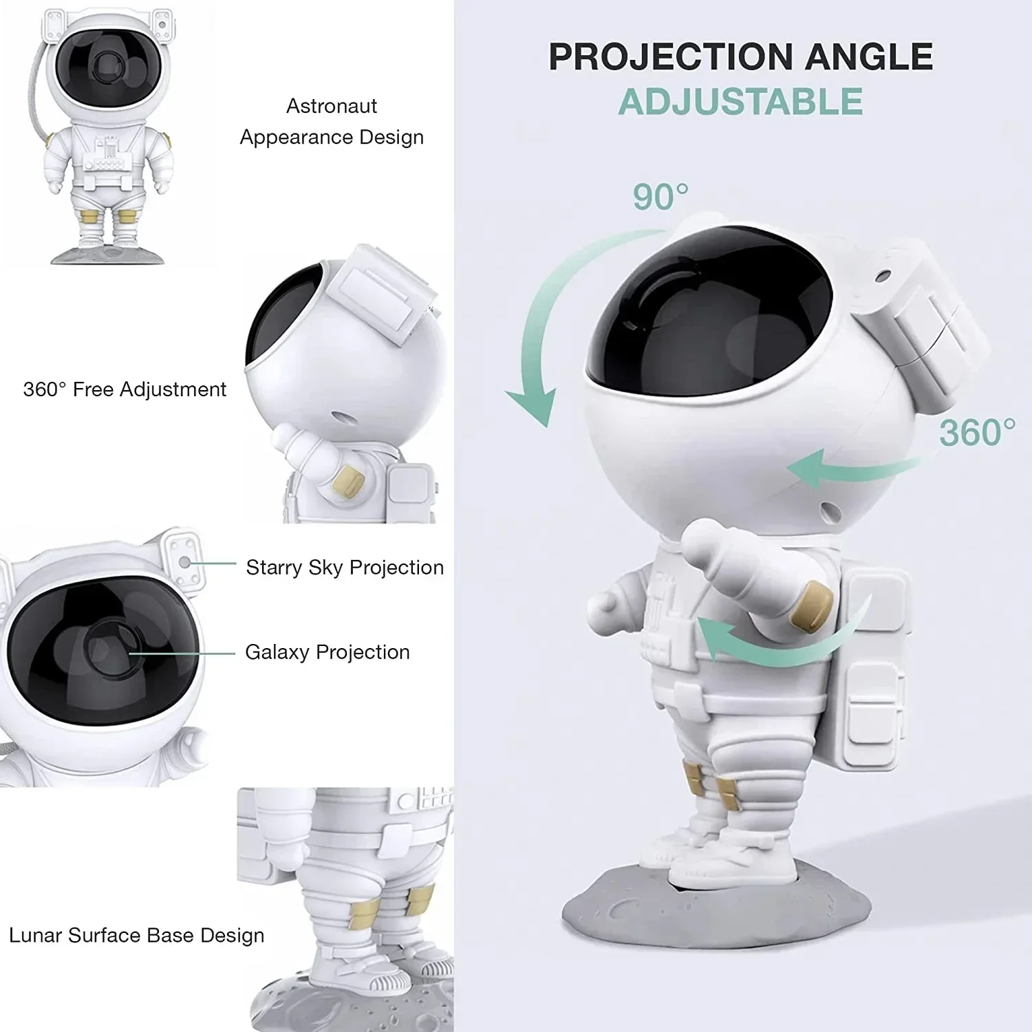 Spaceman-Lampe de projection sept documents, veilleuse avec 8 effets gratuits, budgétaire d'étoiles, télécommande pour chambre intérieure