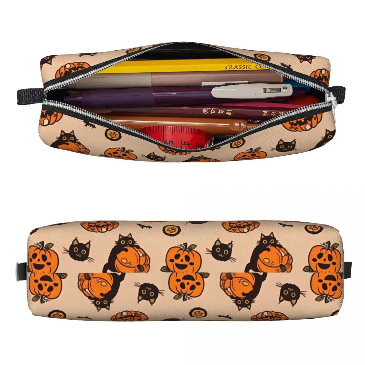 Halloween Pumpkins Ghosts Cat Pencil Cases Cute Pencilcases Pen Holder for Girls Boys Big Capacity Bag Office Gifts Stationery