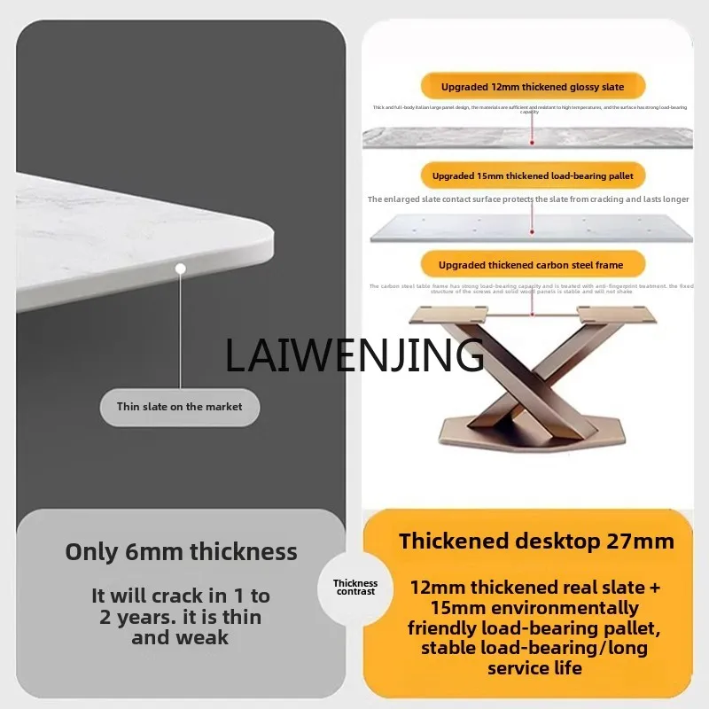 SGF Rock slab Esstisch und Stuhl-Kombination, einfacher, leichter, luxuriöser rechteckiger Esstisch