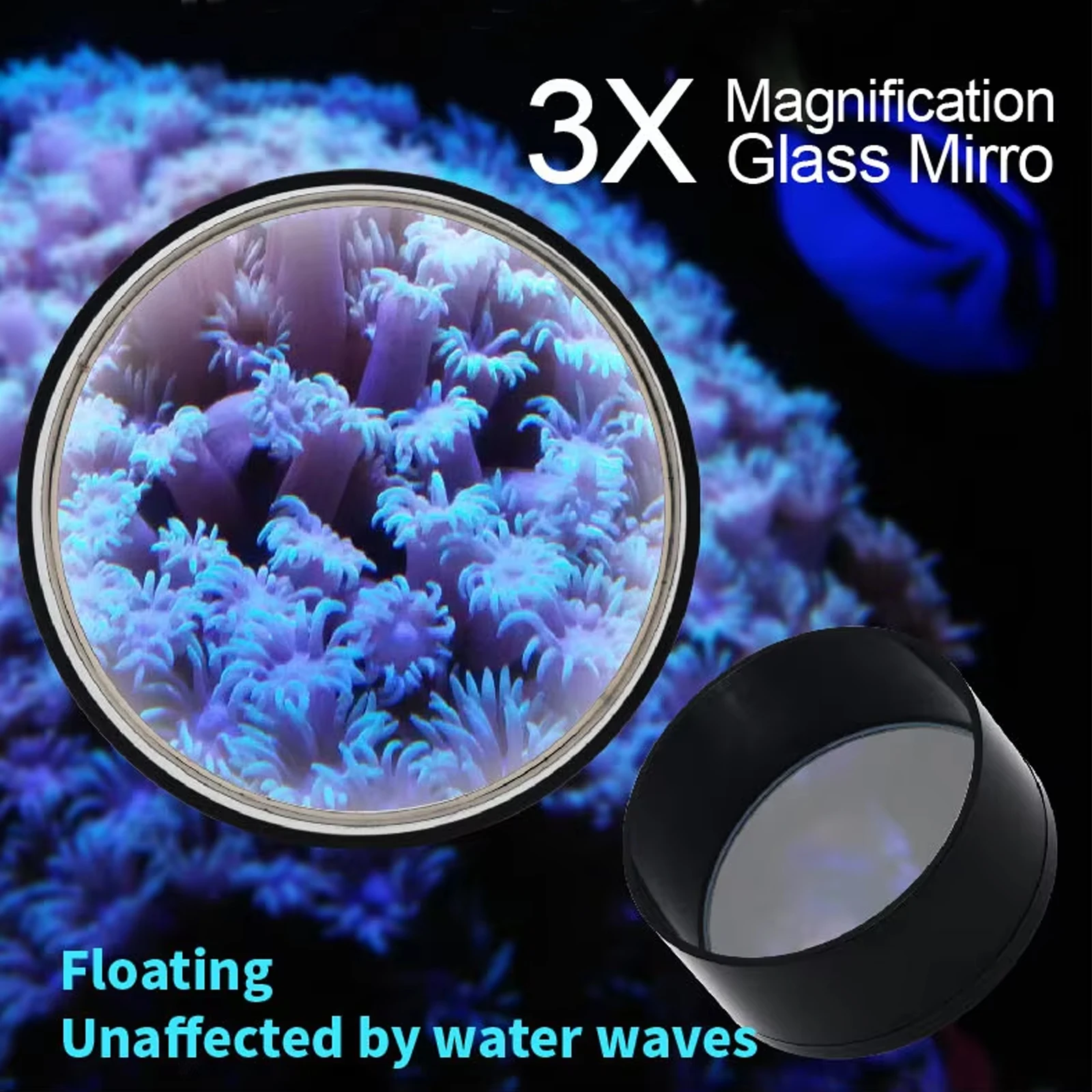 

Aquarium Water Surface 3X Optical Magnifying Viewer Close up to See the Creatures Clearly Coral Observation Mirror