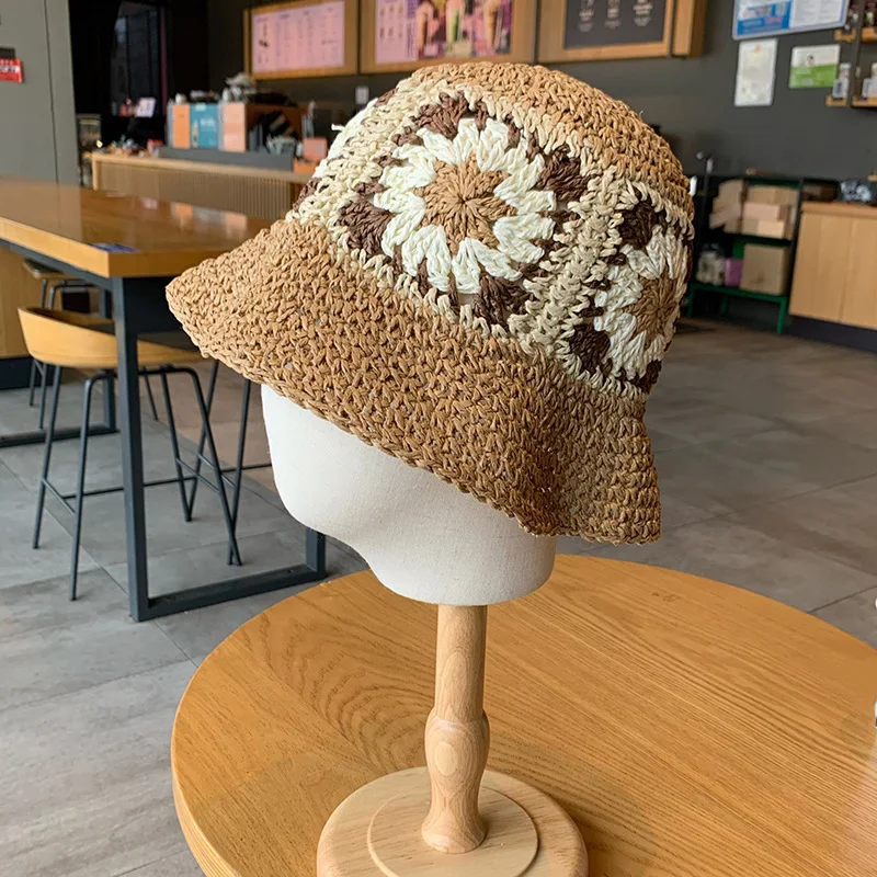 VISROVER Handwoven Raffia Straw Rainbow Sun Hat for Ladies Summer Vacation Beach Colorful Hat Foldable Beach Hats Women Sun Hats