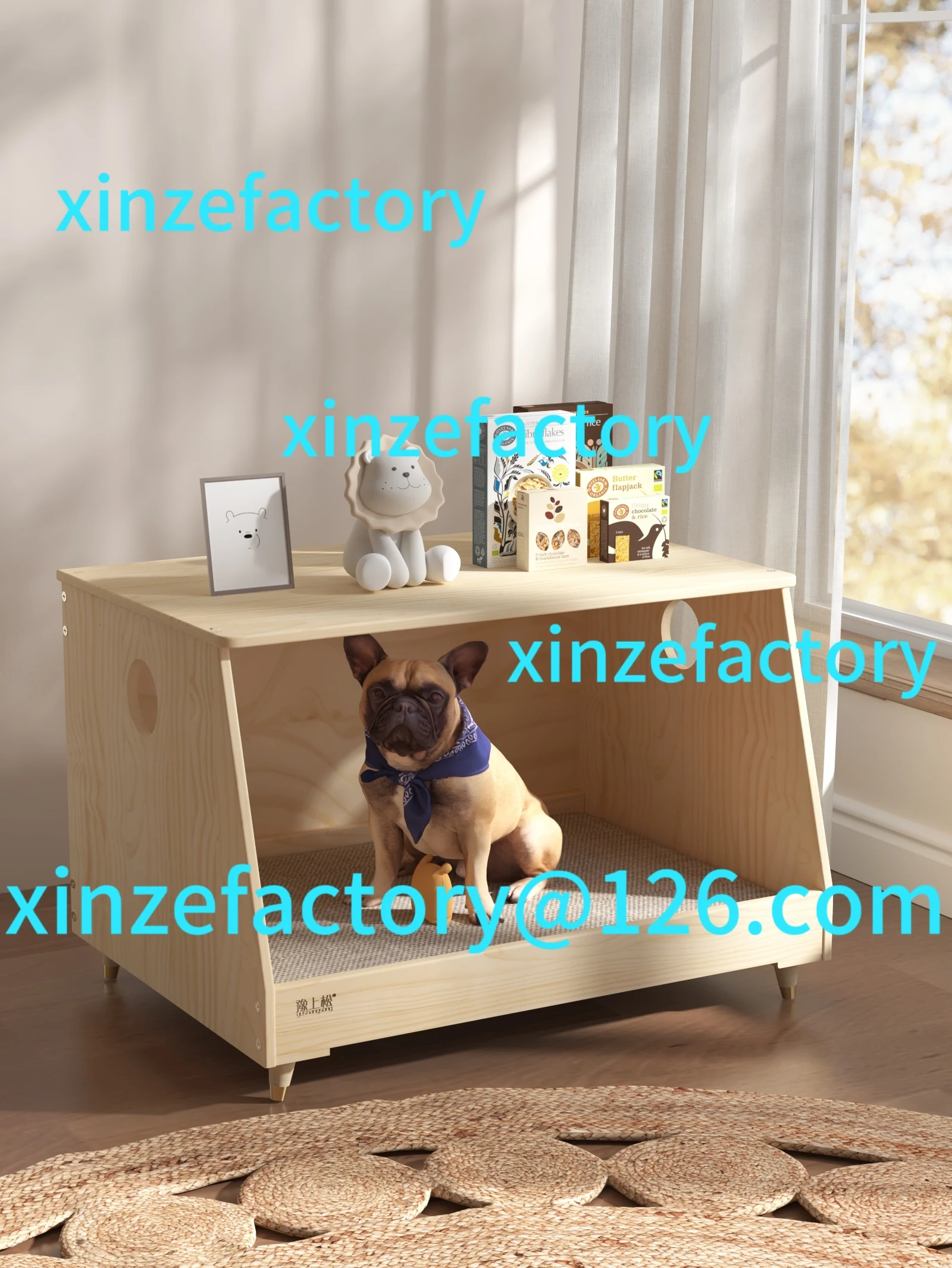 

Customizable Kennel solid wood off the ground dog bed large medium and small dog Internet celebrity bedside pet bed dog villa fo
