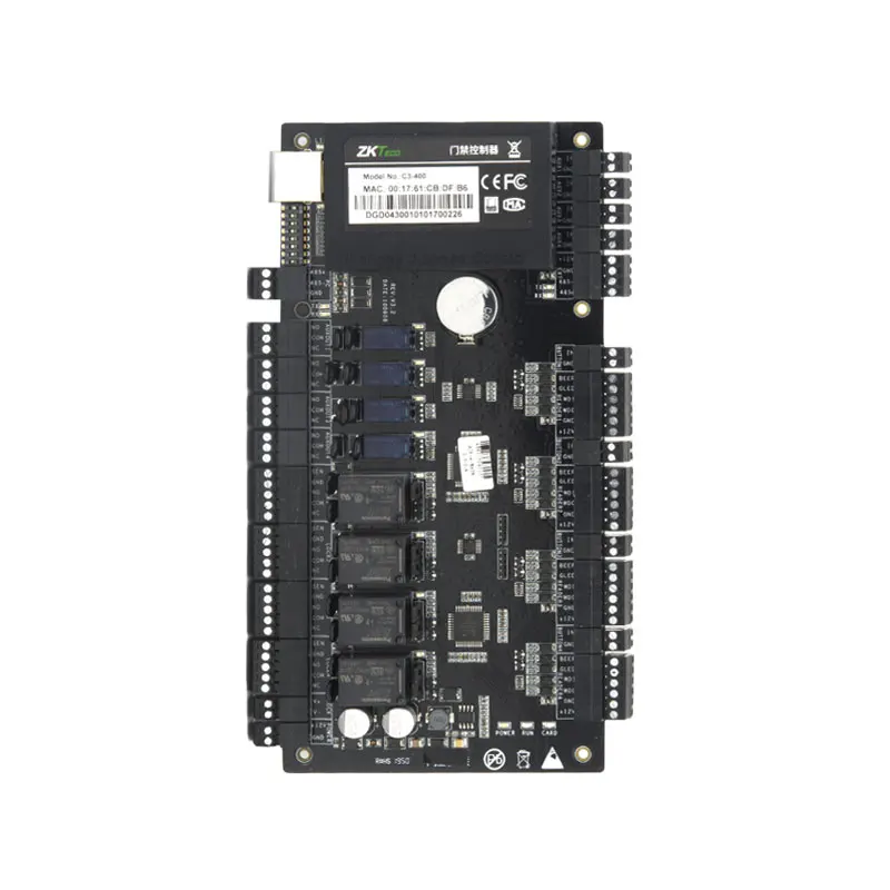 Panel de Control de Cerraduras de Cuatro Puertas ZK-Teco C3-100/C3-200/C3-400 TCP IP Wiegand 26 para Sistema de Control de Acceso con Tarjeta de Proximidad RFID