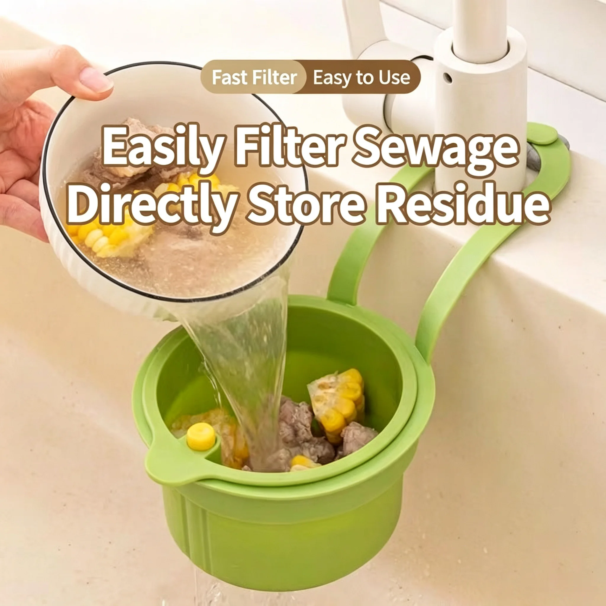 Hanging Drain Basket Household Sink Food Residue Separation Filter Fruit Washing Tool Kitchen Helper