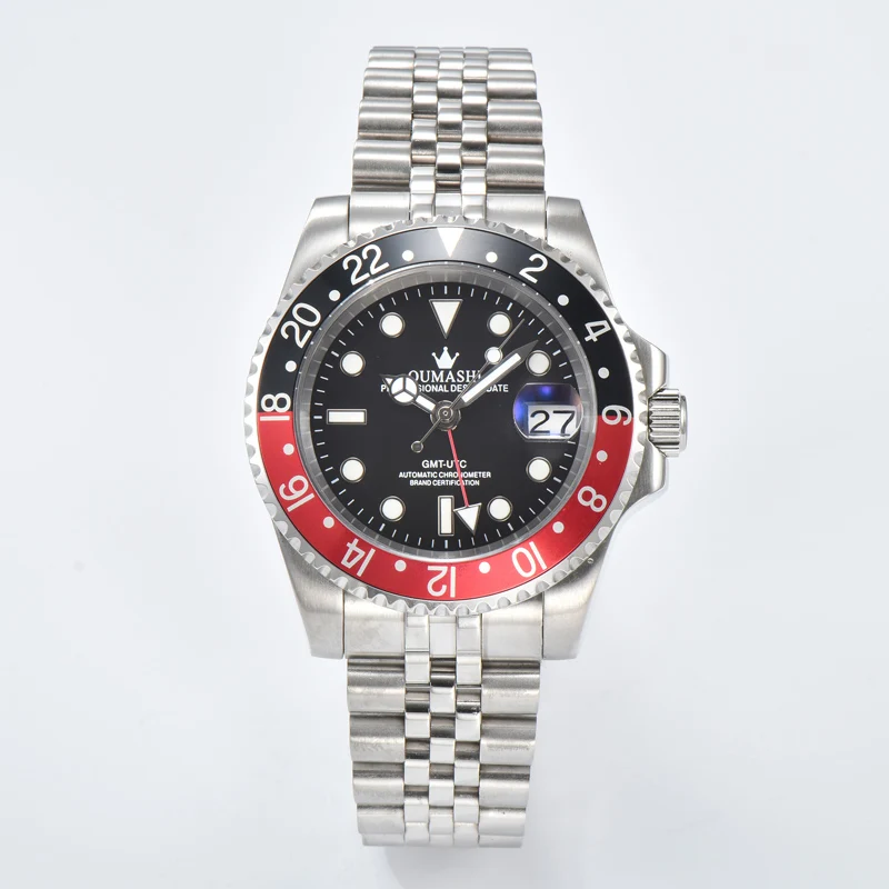 OUMASHI GMT Watch NH34 Movement, 120 Swivel Click High Quality Case, 904L Stainless Steel Case .