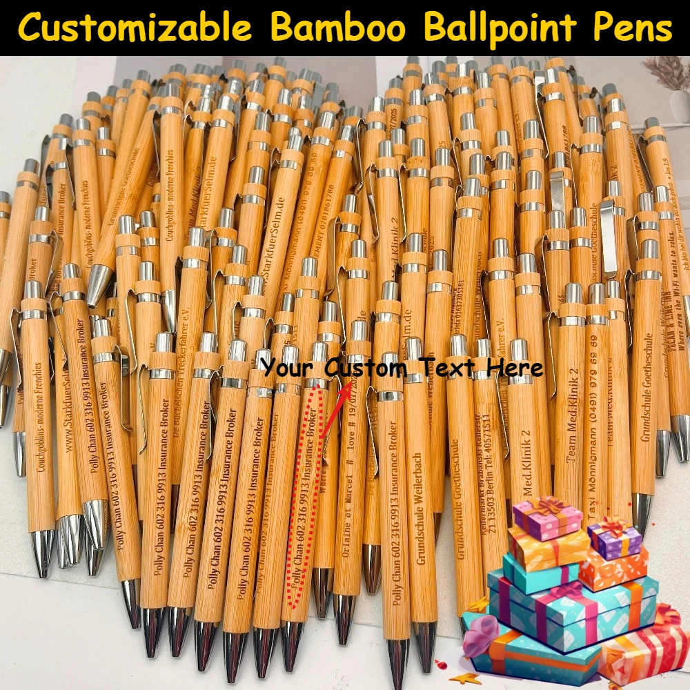 

30pcs Engravable Bamboo Customizable Ballpoint Pens Personalized Wedding Guestbook Favors Unique Customizable Wedding Favors