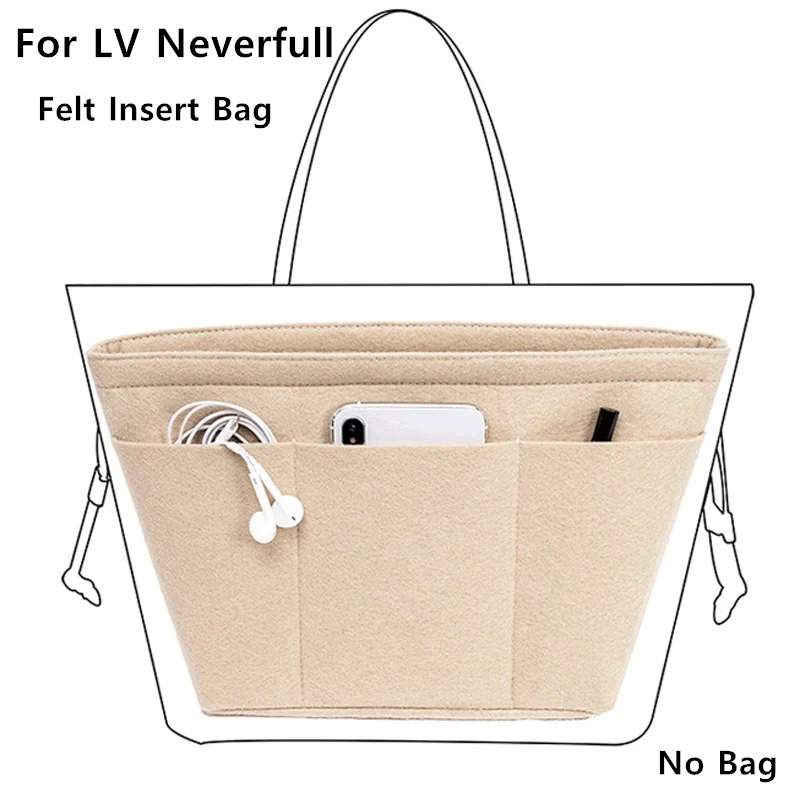 

Felt Insert Storage Pocket Bag Organizer For LV Neverfull PM MM Tote Bag Inner Space Expand Linner Modification Accessories