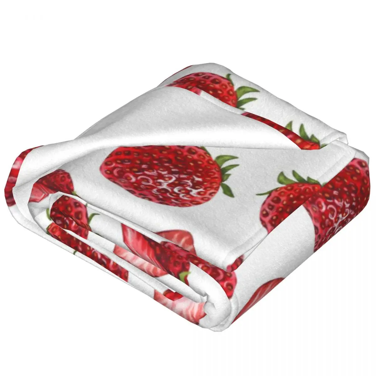 Red Strawberry Super Warm Blanket Fruit Sweet Airplane Travel Throw Blanket Spring Novelty Flannel Bedspread Sofa Bed Cover