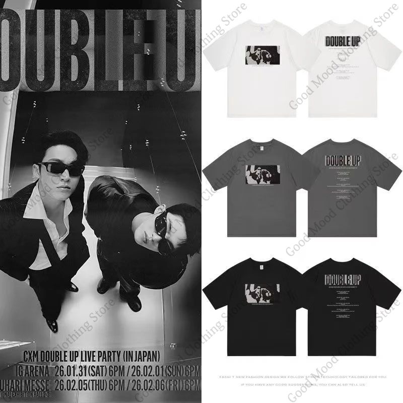 Футболка CxM T Shirt DOUBLE UP для фанатов концертов, модная футболка K-pop для мужчин и женщин, хлопковая футболка с коротким рукавом, топ с принтом S.COUPS X MINGYU с одинаковым буквенным принтом