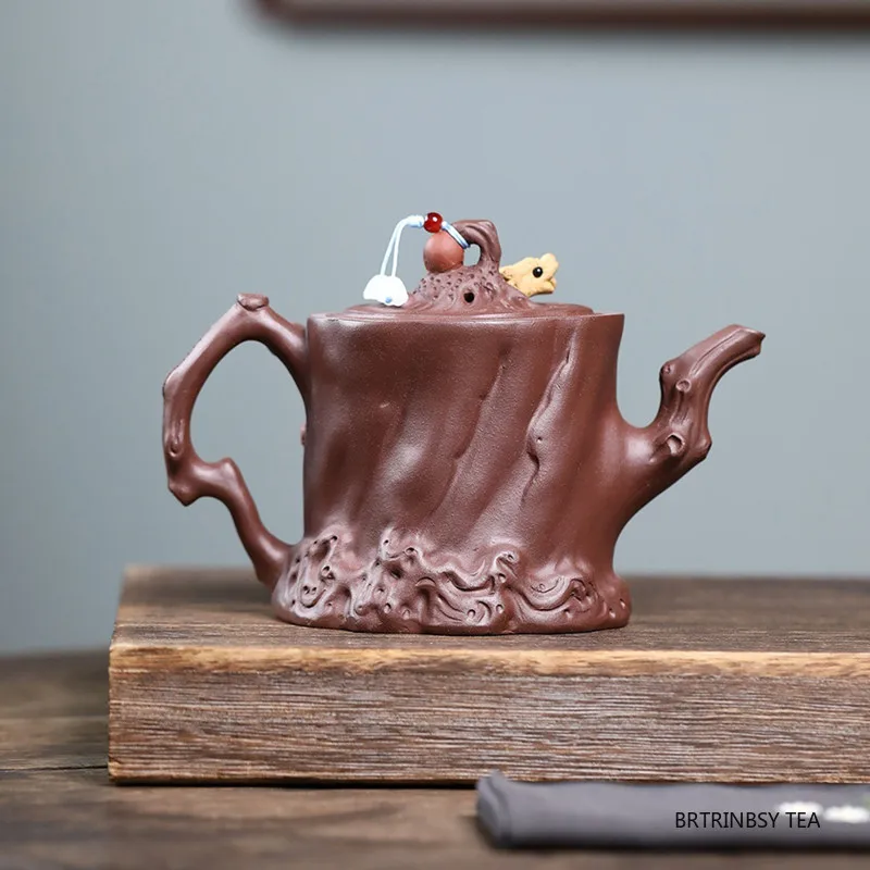 480ml Chinese Creative Yixing Purple Clay Teapot Handmade Pine Tree Zisha Tea Pot Large Capacity Beauty Kettle Household Teaware