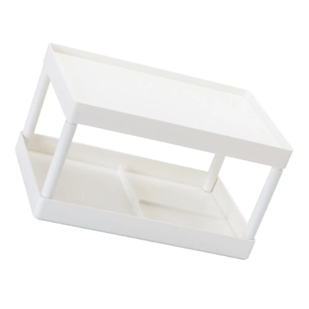Double Layer Desktop Shelves Small Desk Organizer Storage Stand Compact PP Material Stationery Bookshelf Home Office Use