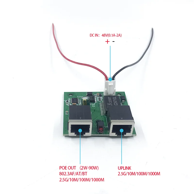 Interruptor no estándar, módulo de interruptor de 2 1000M/100M/10M 2,5G, POE802.3BT48V(2W-90W)