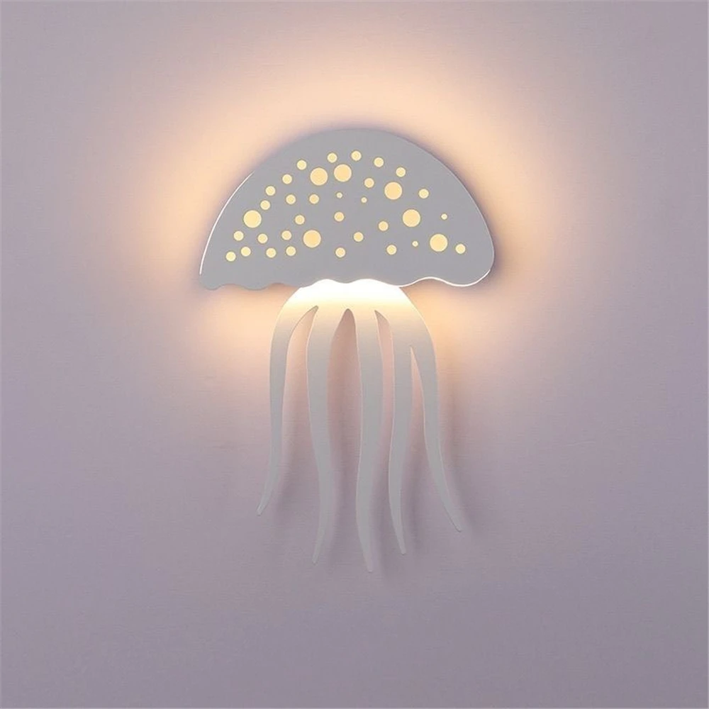 Cartoon Creative Jellyfish Led Wall Lamp Home Decoration Children Bedroom Headboard Sleeping Night Light Corridor Stairs Sconces