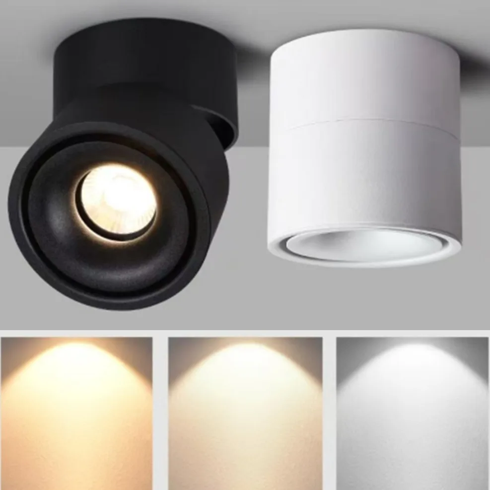 Surface Mounted Rotating Anti Glare LED Downlight 10W/15W/COB Ceiling Lamp Spot Light AC90-260V Indoor Lighting Spotlight