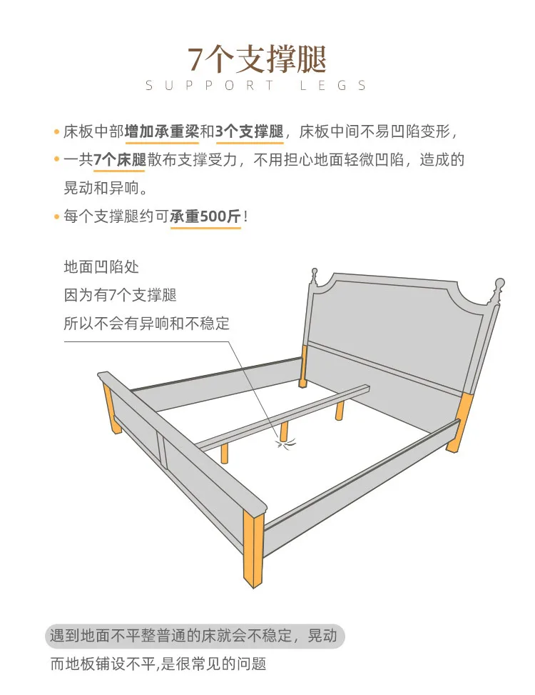 Small American style solid wood soft bag backrest bed
