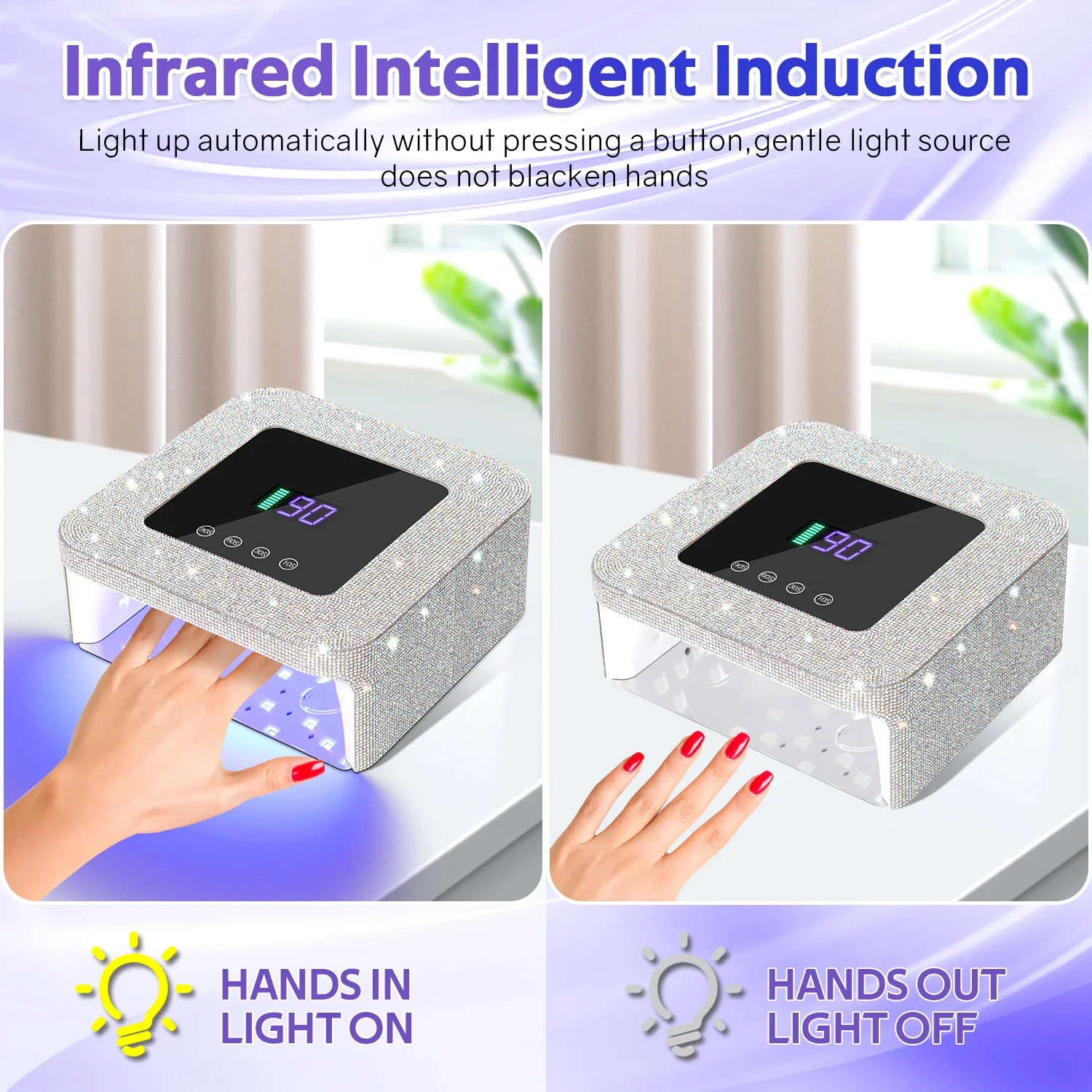 Lampada per unghie wireless 33W 39LEDS Macchina per asciugare le unghie a LED UV senza fili per polimerizzare lo smalto gel Lampada per manicure ricaricabile per polimerizzazione del gel