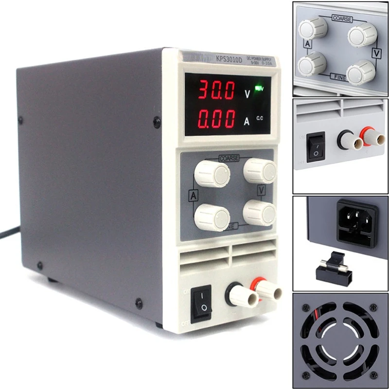 KPS3010D Adjustable High Precision Double LED Display Switch DC Power Supply Protection Function 30V10A 110V-230V