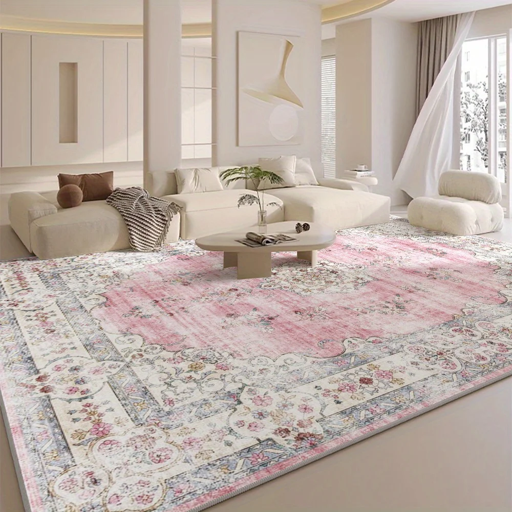 VIKAMA Bohemian Floral Carpet Non-slip Living Room Bedroom Mat Retro Dining Room Office Carpet Home Decoration