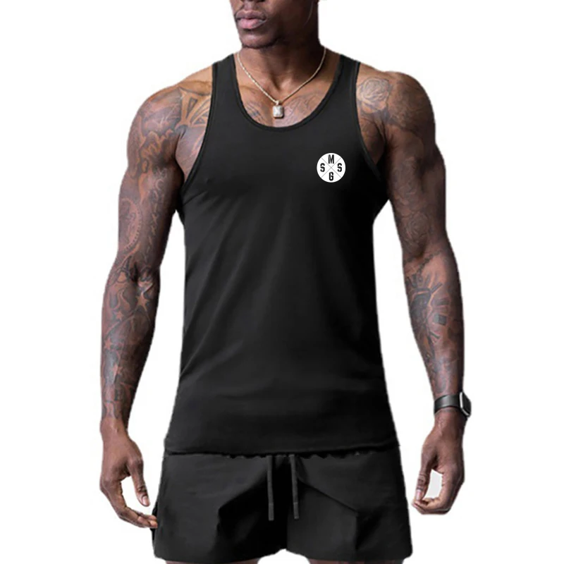 

Summer Slim-fitting Running Training Sleeveless T-shirt Men's Sports Sweat Absorbing Polyester Vest