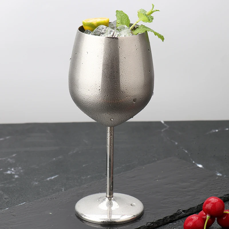 Stainless Steel Red Wine Glass, Single Layer Goblet, Large Capacity, Drum Shaped, Drop-resistant Wine Glass, 500ml, Colorful