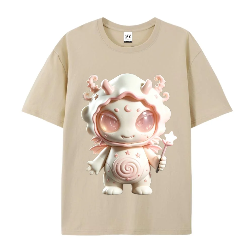 Cute Pastel Ghost Wizard Graphic T Shirt Women Men Unisex Oversized Crew Neck Short Sleeve Casual Streetwear Summer Tee
