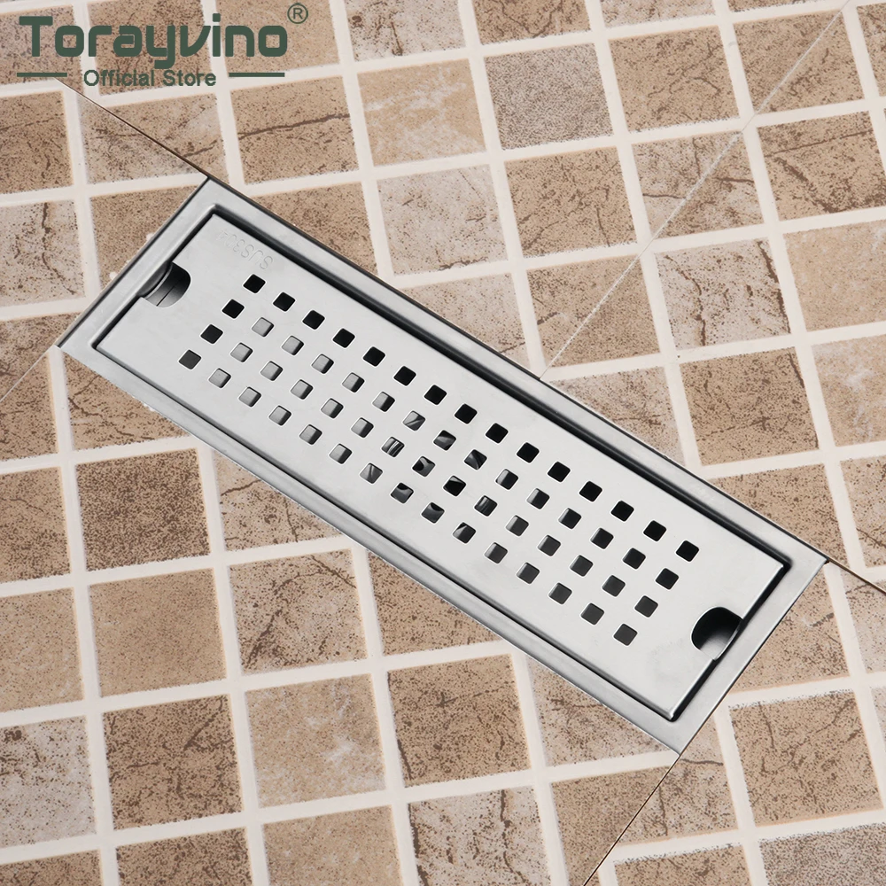 

Torayvino Bathroom Long Stainless Steel Drains Modern Style Floor Drain Shower Water Stopper Strainer Waste Plug Floor Mounted