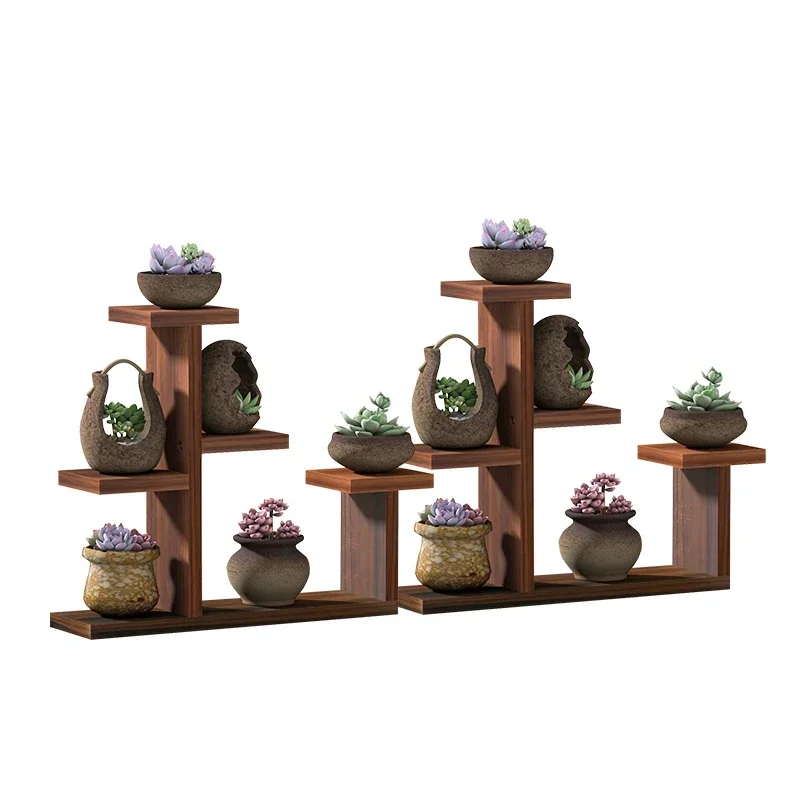 Window Sill Succulent Flower Stand Living Room Solid Wood Multi-layer Table Top Small Shelf Balcony Decorative Rack Combination