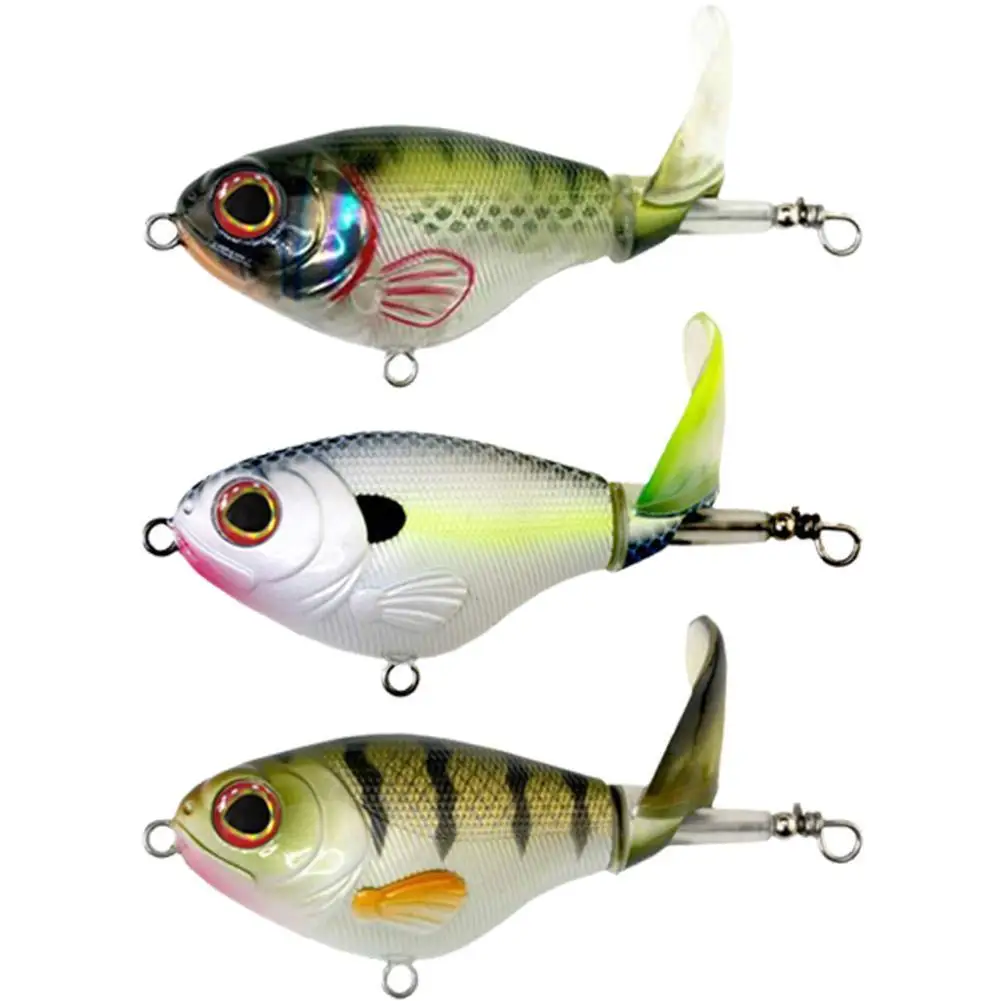 75cm/17g Topwater Popper Fishing Lure Whopper Plopper Plastic Hard Bait Swimbait with Rotating Soft Tail For Bass Pike