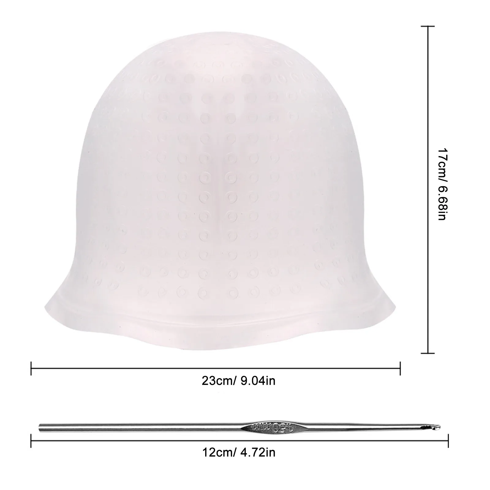 2Pcs Professional Silicone Highlighting Cap Pre-Punched Holes Washable Hair Color Cap for At-Home Highlights Streaking Frosting