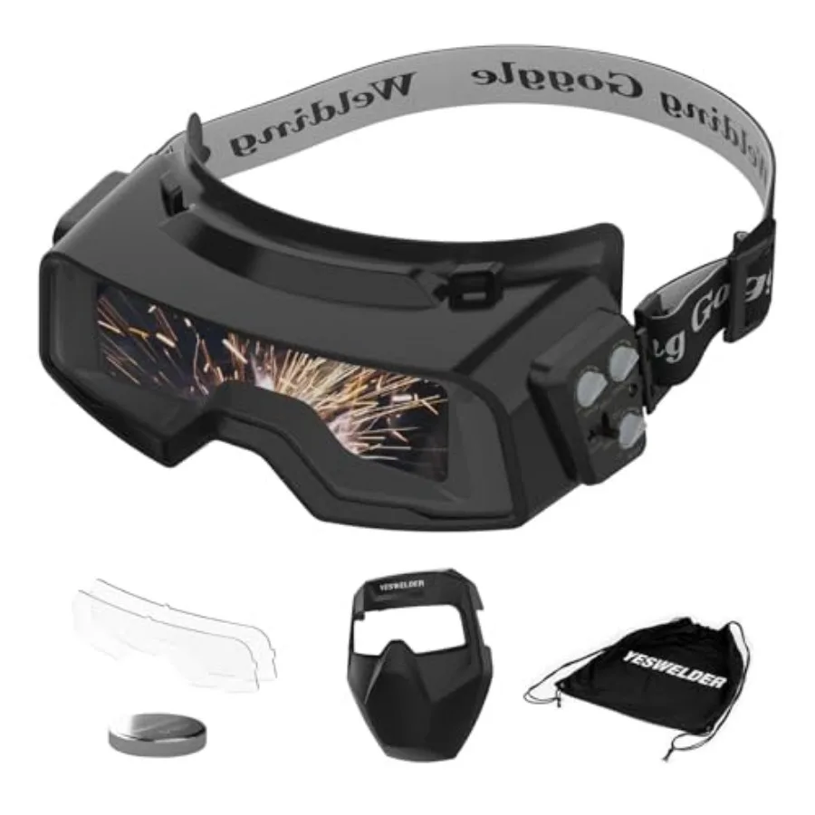 

True Color Auto Darkening Welding Goggles Wide Shade Range 4/5-9/9-13 with Grinding Welding Glasses Welder Mask Welding Helmet