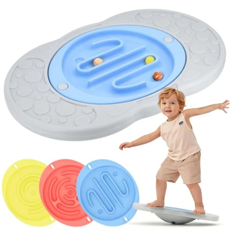 

Balance Board Maze for,Wobble Board with 3 Balls, 3 Replacement Labyrinth Boards, Indoor Active Play Toys for Sensory Training,