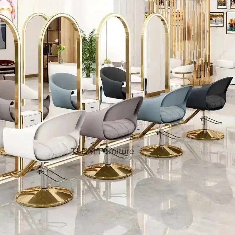 Barber Luxury Chair Hairdressing Chairs Reclining Hairdresser Salon Professional Manicure Hair Stylist Pink Gold Decoration Pump